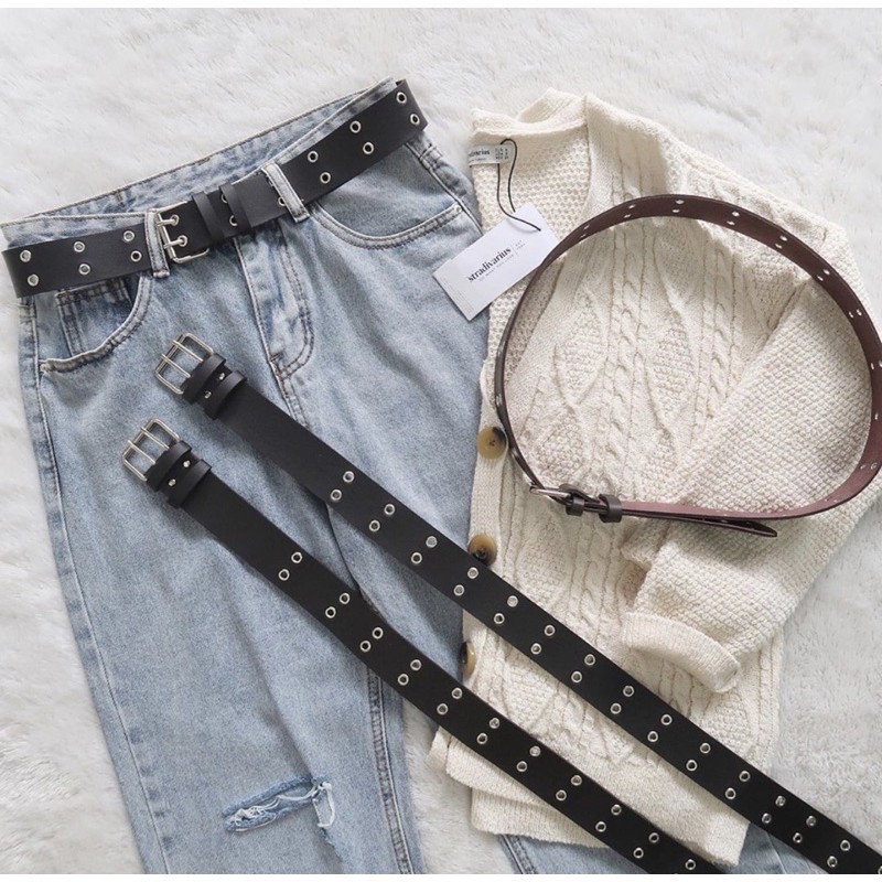 VANILLESHOP - Ikat Pinggang Wanita Ring Belt KOREA BELTIC EYELETS STRADY-BELTIC BESAR