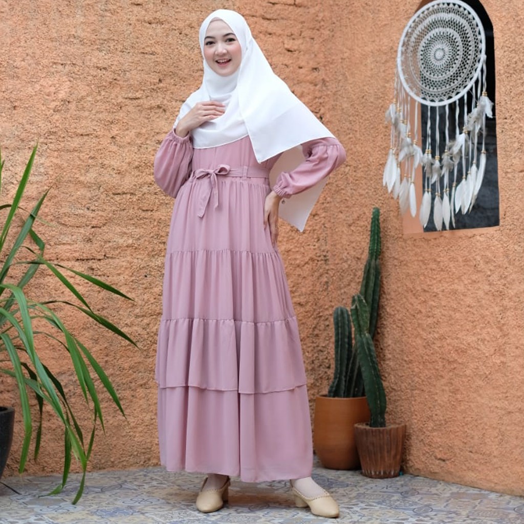 Vallina Outfit - Baju Gamis Maxi Polos / Felani Dress Muslim Wanita