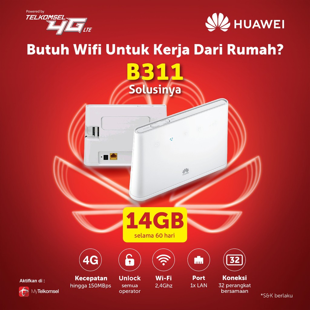 Home Router Huawei 4G LTE B311 All Operator Garansi Resmi