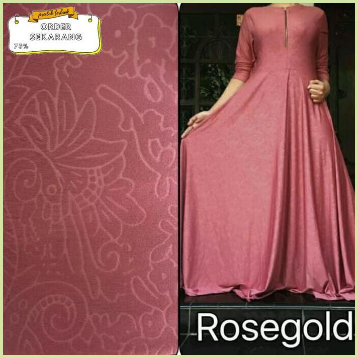 Sale Gamis Jersey Emboss RoseGold| Baju Wanita Dress M Termurah