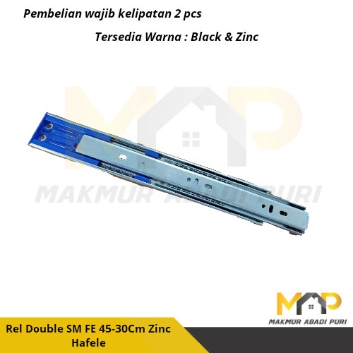 Rel Laci Double Track Slow Motion Fe 45-30 Cm Hafele - Zinc - Hidayatimalll