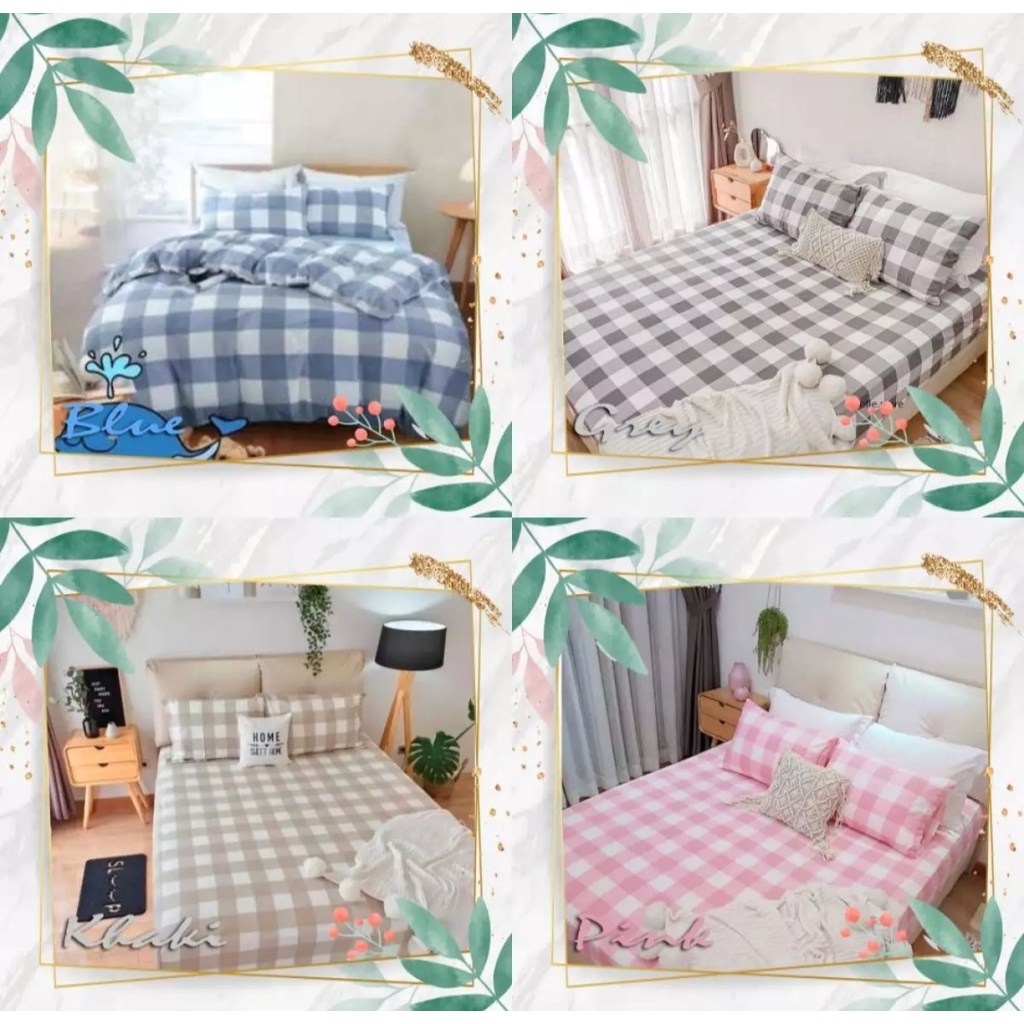 SPRAI 1Set MOTIF KOTAK KOTAK EMILY NO,1 Ukuran 180x200 cm - SPREI BERKUALITAS TINGGI ANTI LUNTUR