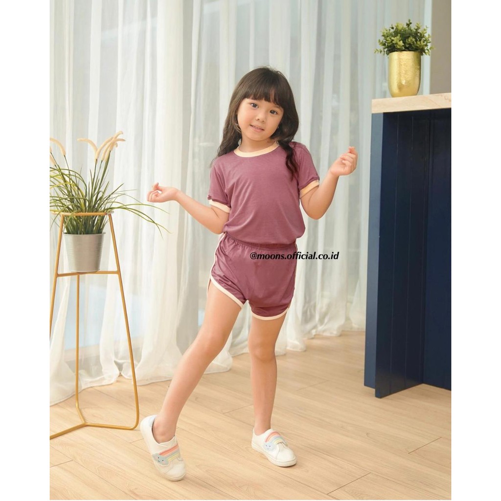 2-9 Tahun MOONS POLOS RETRO SET Cowok Cewek KID COTTON CANDY Baju bayi Polos Stelan Polos Stelan Ret