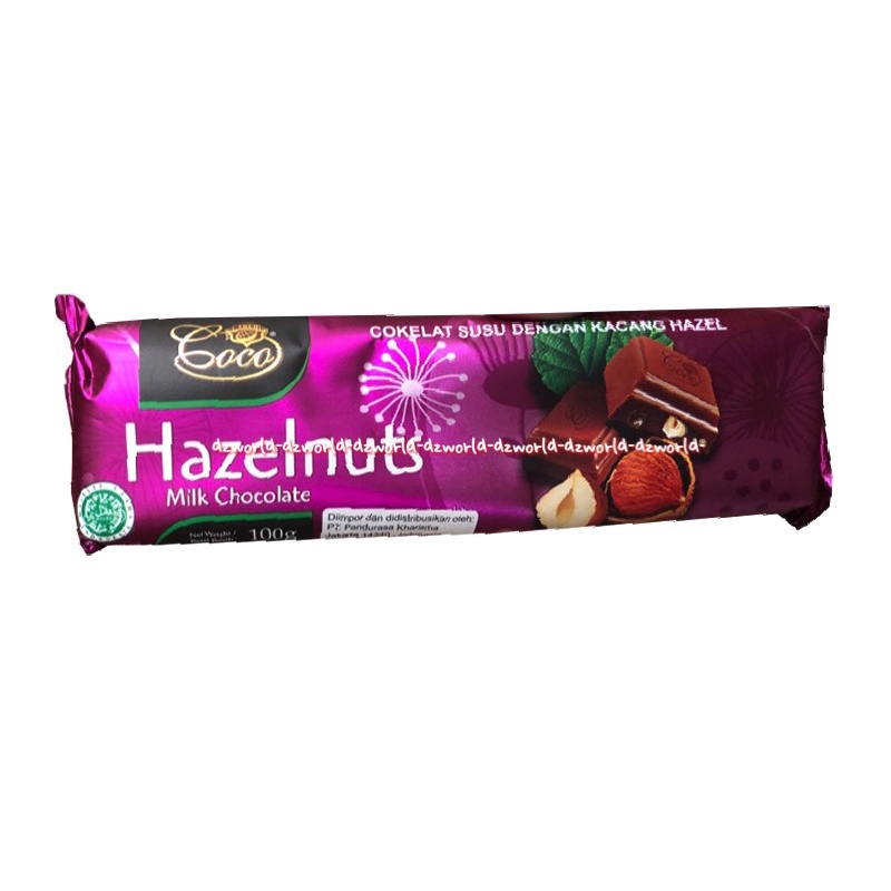 Coco 100gr Hazelnut Creamy Milk Fruit &amp; Nut Almond Milk Chocolate Coklat Batang Cokelat Isi Kacang Hazel Coklat Susu Cokelat Halal MUI