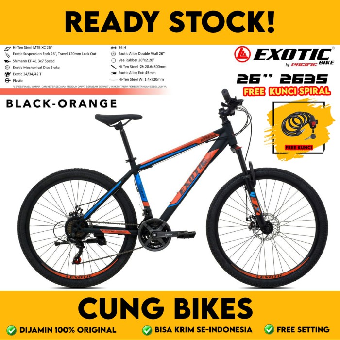 Sepeda EXOTIC 2635 SEPEDA GUNUNG MTB 26 INCH 3 X 7 SPEED SHIMANO BY PACIFIC