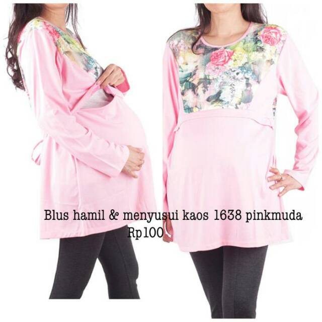 Baju hamil blouse hamil dan menyusui 1638 pink muda