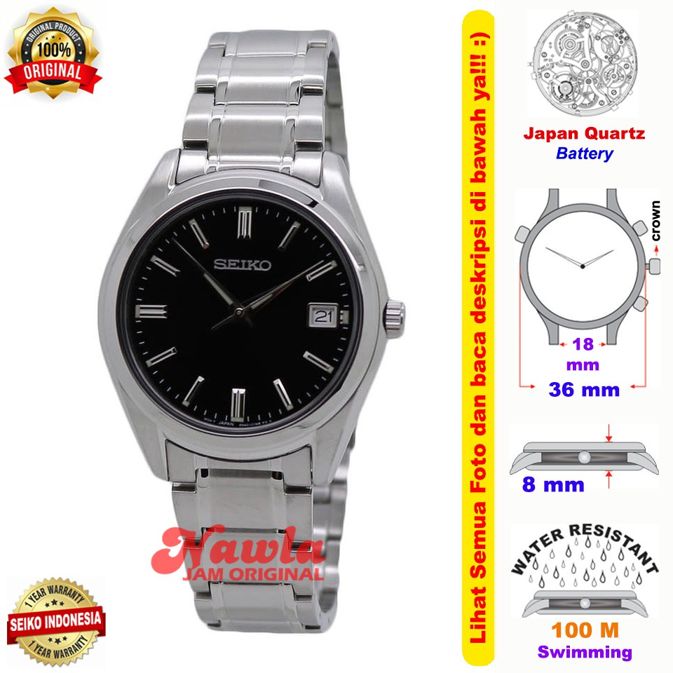 Seiko Quartz SUR319P1 Sapphire Black Dial - Jam Tangan Wanita SUR319