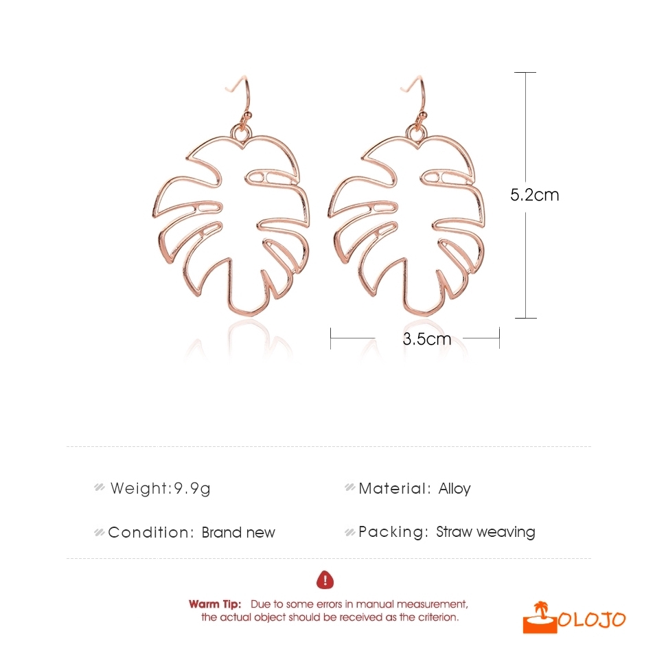 OLOJO Anting Gaya Etnik Sederhana Retro Berongga Daun Anting Kepribadian Anting Daun Pisang