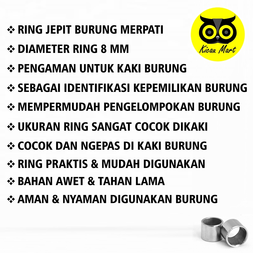 RING KAKI MERPATI LASER STAINLESS STEEL RING MERPATI BESI POLOS GELANG CINCIN KAKI BURUNG MERPATI DARA POS TINGGIAN RING KAKI MERPATI