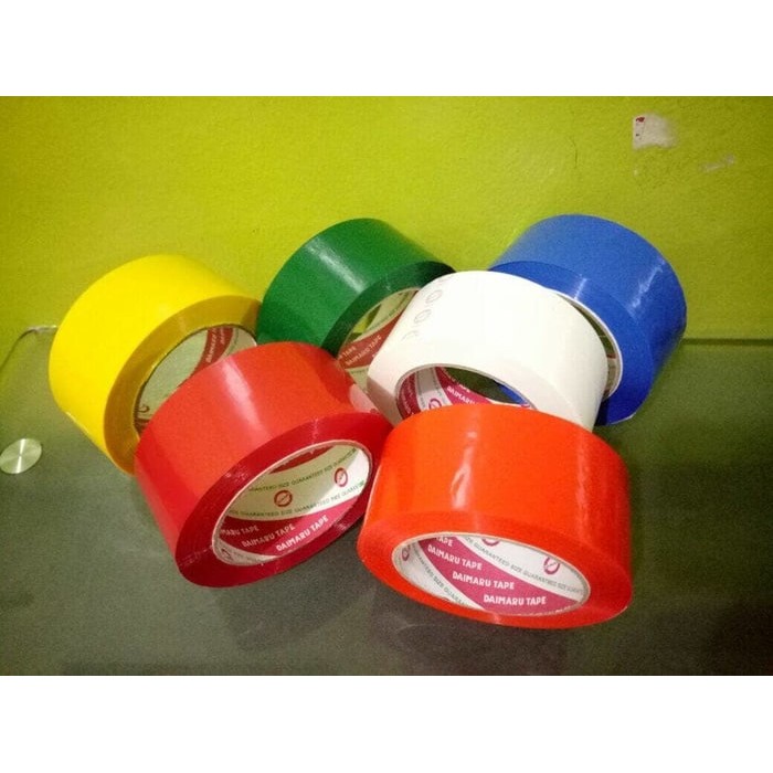 Lakban warna  warni  daimaru plastik 2 inch kuat utk segel 