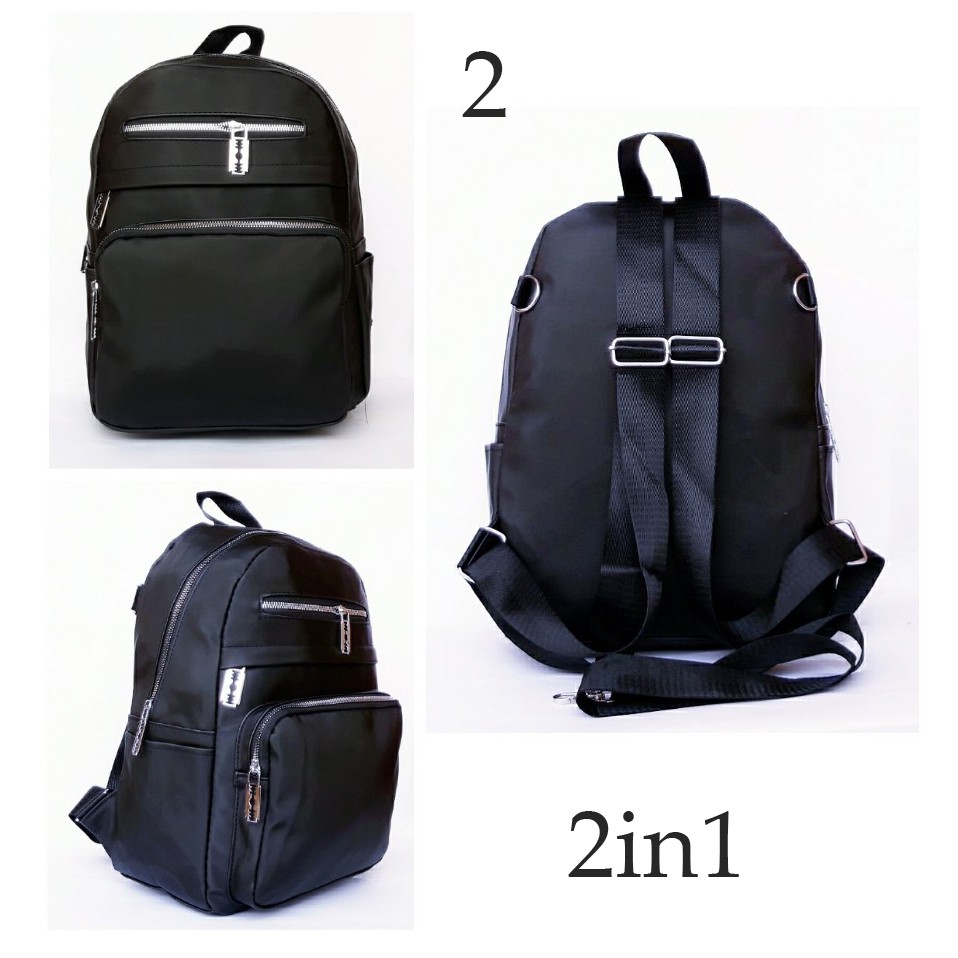 PROMO CUCI GUDANG TAS Ransel Remaja Fashion 2in1 Bisa Ransel dan Selempang Bahan Anti Air Import - Silet 15inch