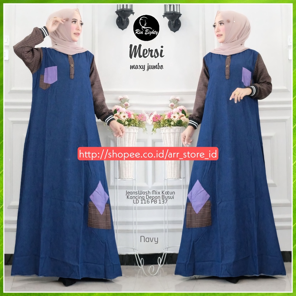 Baju Gamis Dewasa Jeans Jens Denim Jumbo Wanita Terbaru 2023 Modern Busui Kombinasi Zara Drill Asli Kekinian Premium Ld 116 P 137 Mersy Maxy Allsize