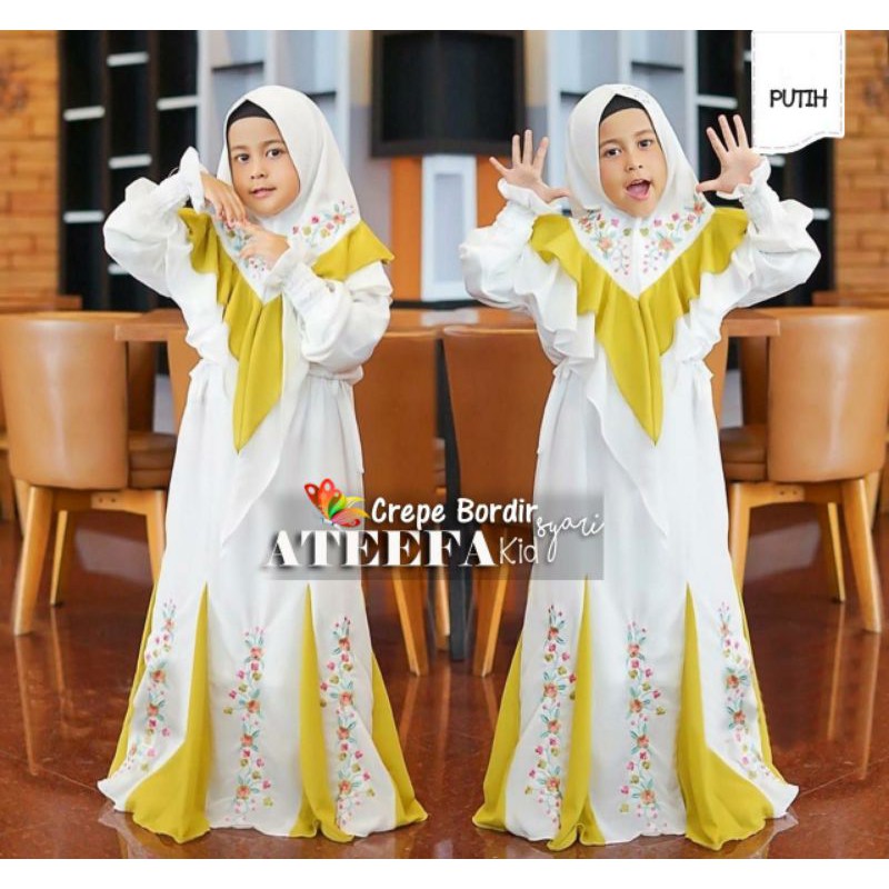 Busana Muslim anak perempuan / gaun pesta mewah wanita dress muslimah mengaji kids umur 8 9 10 11 12