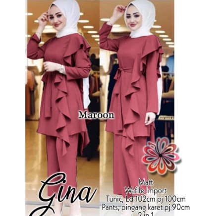 RANITA GLAMOUR SET / SETELAN ATAS BROKAT POLOS LENGANPANJANG BAWAH CELANA / BAJU KONDANGAN KEKINIAN
