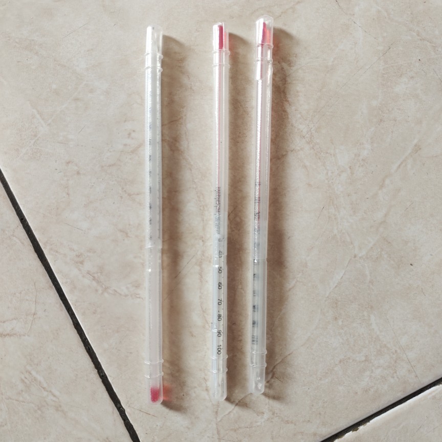 Termometer Kaca Skala 0-100 Derajat Celcius Panjang 200mm Untuk Laboratorium