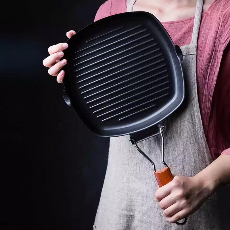 Square Grill Pan Lipat 20 cm / Alat Panggang / Wajan Pemanggang