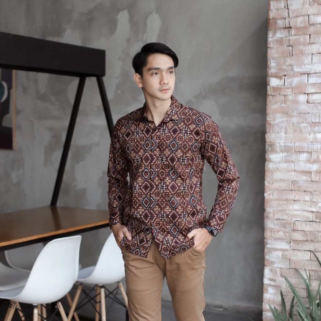 KEMEJA BATIK LONG SONGKET DIAMOND M L-3XL MURAH