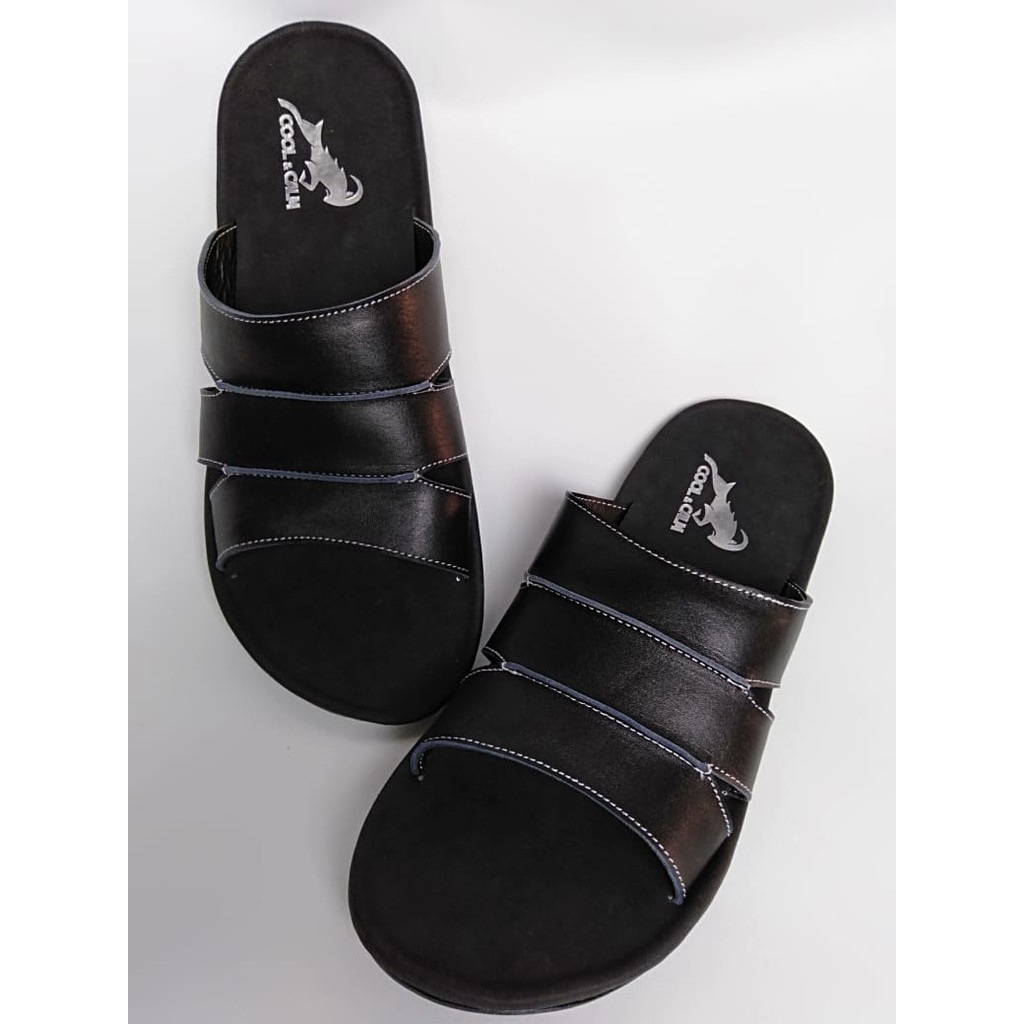 Sandal Kulit Pria BLACK BROWN TAN KULIT SAPI ASLI ORIGINAL MADE GARUT