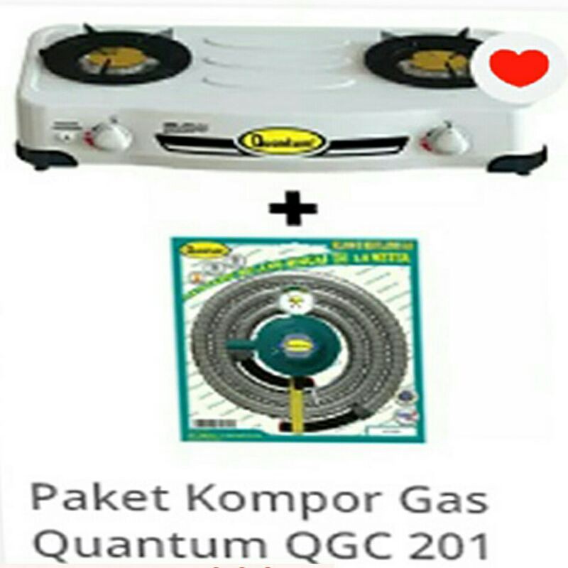 kompor gas Quantum 2 tungku burner kuningan type QGC 201DEP dan selang paket regulator type QRL 032