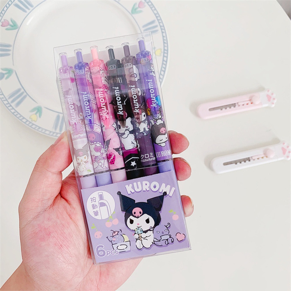 1Buah INS Black Kuromi Kartun Cute Touch Pen Jepang dan Korea Gadis Gel Pena Menulis Siswa