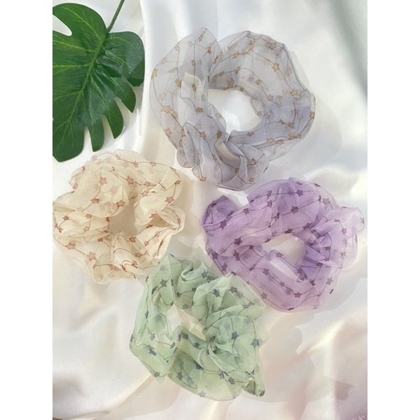 KUNCIRAN SCRUNCHIE JALA MOTIF IMPORT/Kunciran Rambut Jaring Motif Bunga