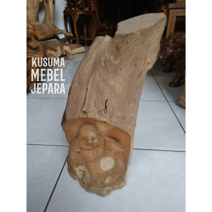 Patung Budha Biksu Akar Kayu Jati (Panjang 50cm, Lebar 18cm)