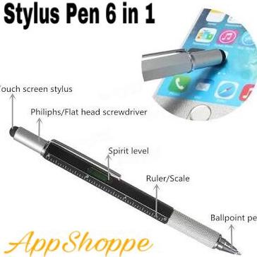 

Stylus Pen 6 in 1 Metal Multitool Screwdriver Ruler Spirit Level