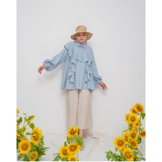 gangnam top dusty blue by ish