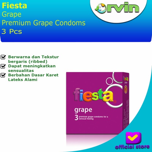 Terbaru Kondom Fiesta Grape isi 3 Pcs | Kondom Rasa Anggur