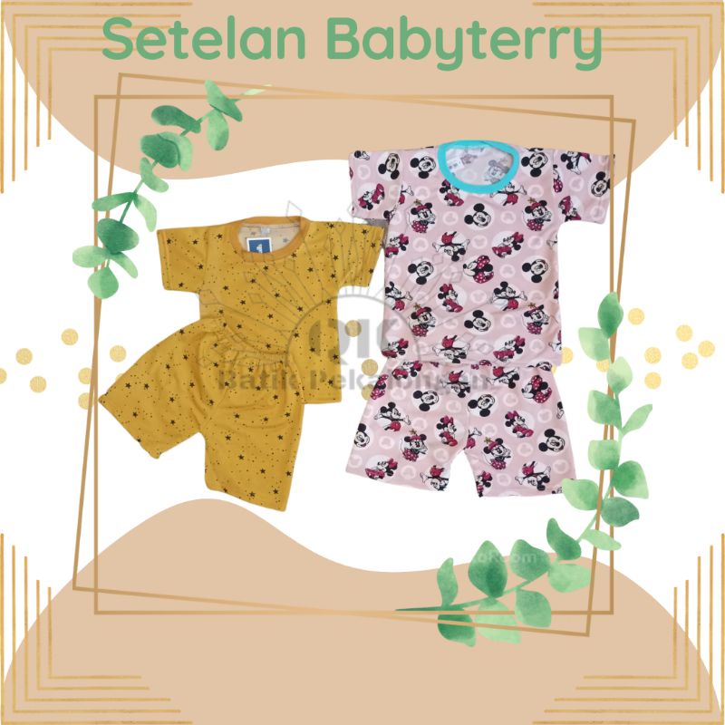 Setelan Babyterry Pendek Setelan Anak Full Motif