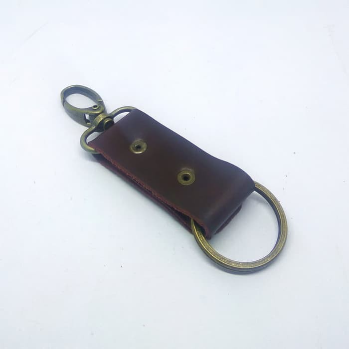 Gantungan kunci kulit sapi asli leather keychain warna coklat PHKC280