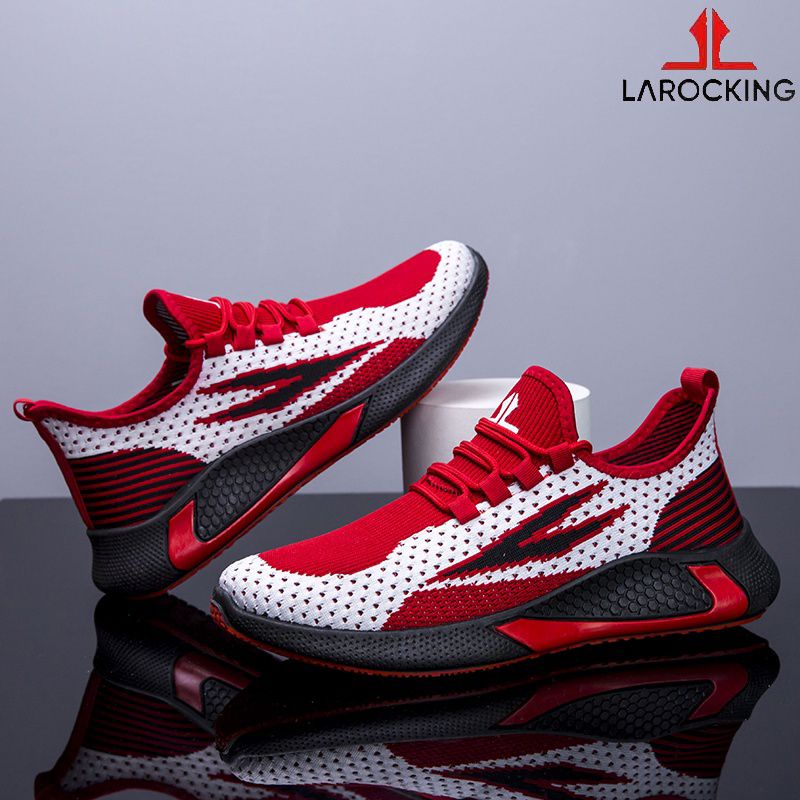 Larocking - Dalton Putih Merah | Sepatu Sneakers Running Gym Shoes