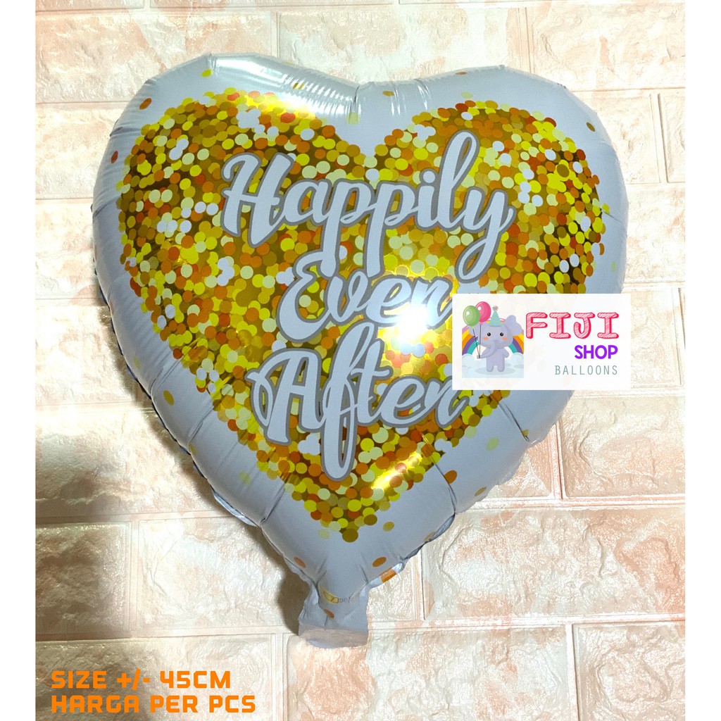 Balon Foil Love Happily Ever After / Love White Gold