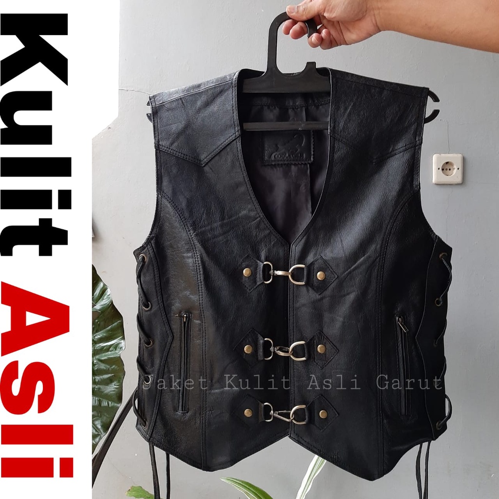 Rompi Kulit Asli Bikers Rompi Pria Club Vest Keren Original Kulit Asli