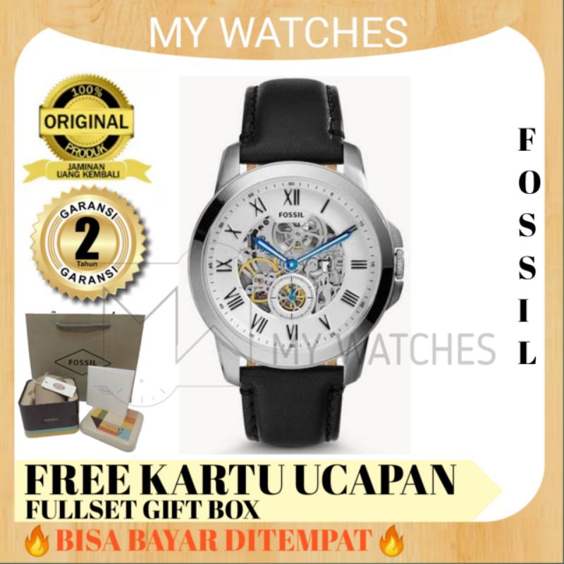 Jam Tangan Pria Grant Silver Skeleton Original Me3053