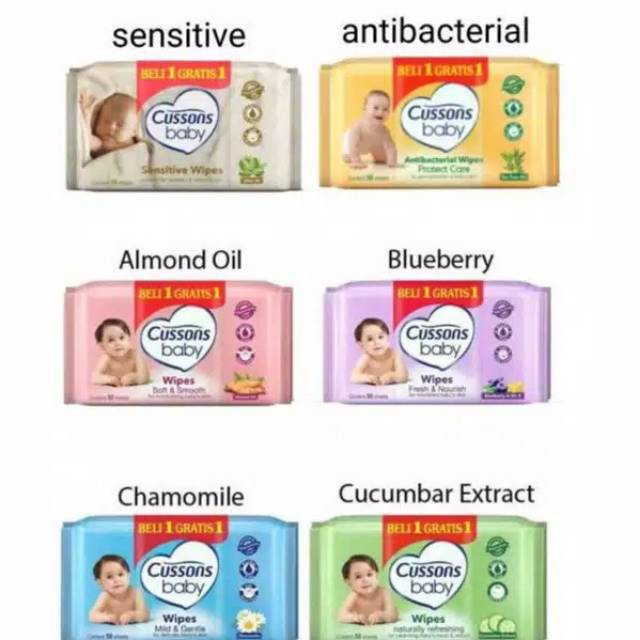 Cussons Baby Wipes Soft &amp; Smooth 45s - Tissue Basah Beli 1 Gratis 1 (Tersedia varian aroma)