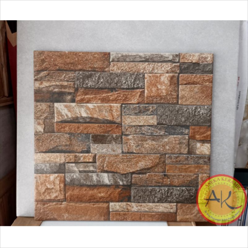 Keramik Lantai Dinding Kasar Motif Batu Alam Timbul Matt 40x40 Canyonland Brown