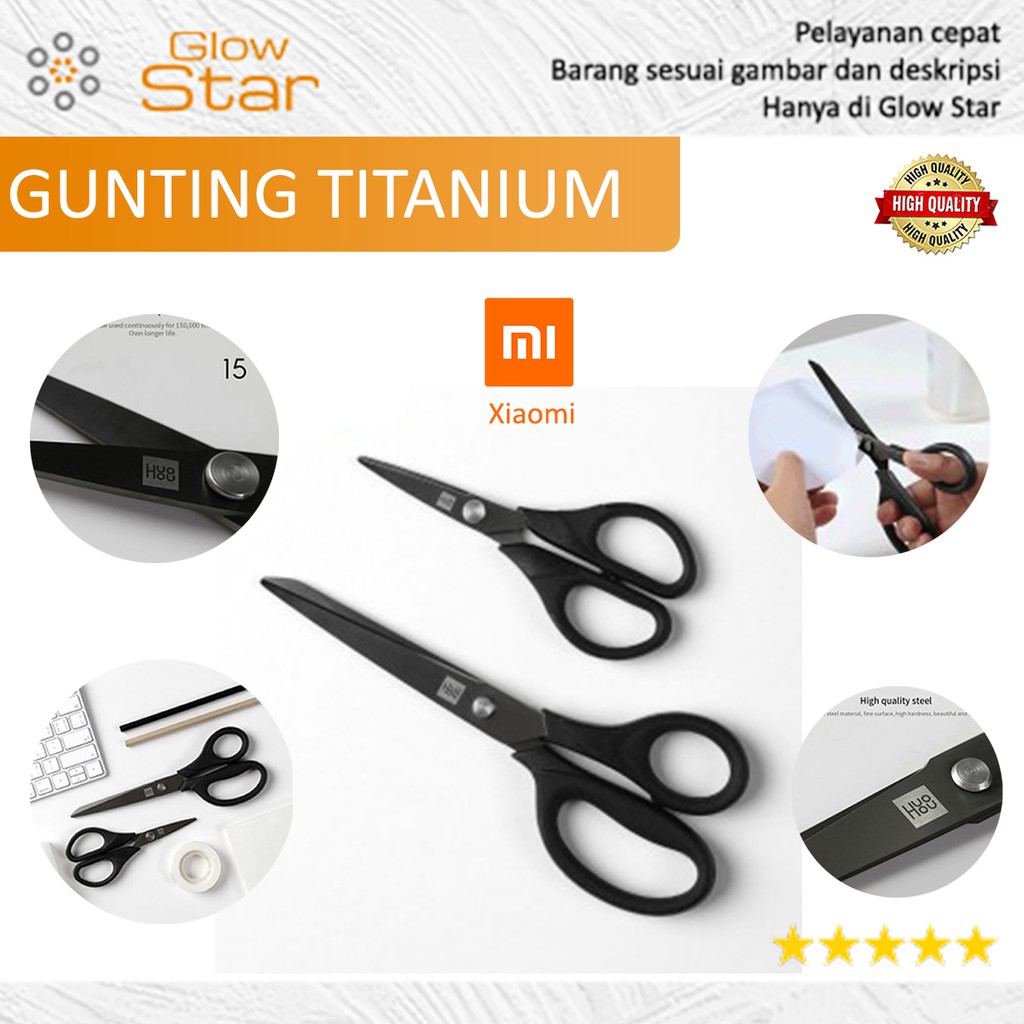 Xiaomi Huohou Gunting Titanium Plated Scissors Set 2 PCS - HU0030 - Black