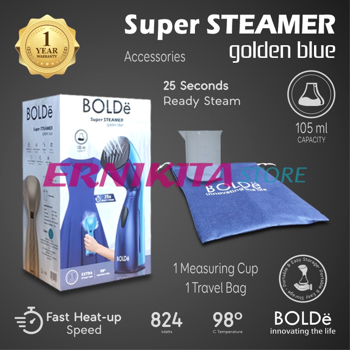 BOLDe SUPER STEAMER GOLDEN BLUE - Setrika Uap Listrik Gosokan Baju