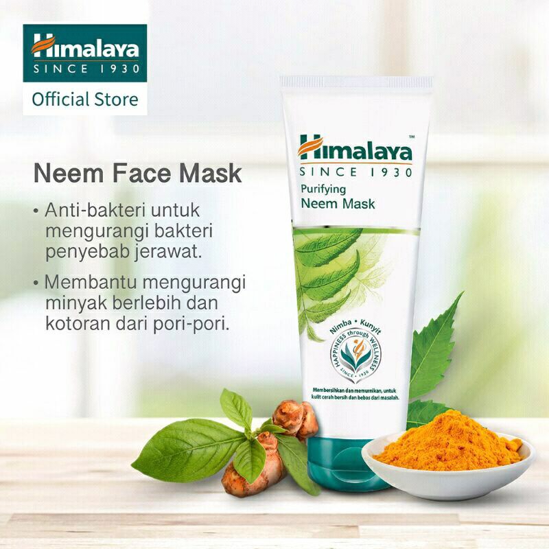 Masker Wajah Bubuk Organik Kunyit Penghilang Jerawat Dan Komedo Himalaya Purifying Neem Mask Bpom 16