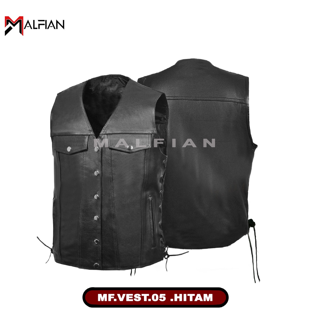 Rompi Kulit Motor Vest Kulit Sintetis Rompi Riding Rompi Kulit Bikers MF.VEST.05