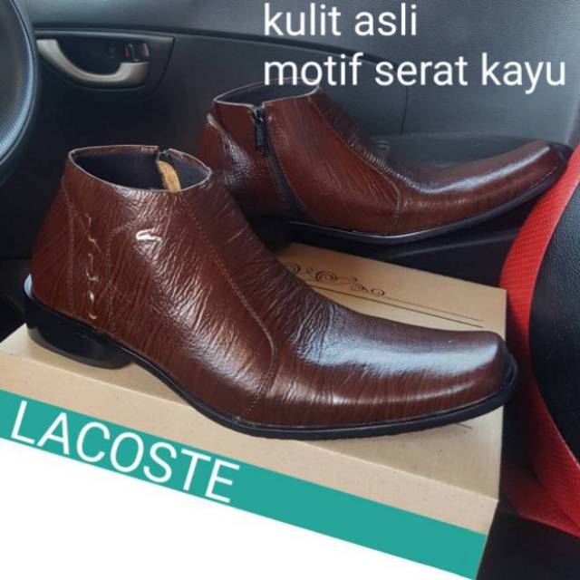 (Bayar Ditempat) TS Sepatu Kulit Asli Pantofel Lacoste Alsiv Kerja Pria Kantor Cowok Formal Pesta