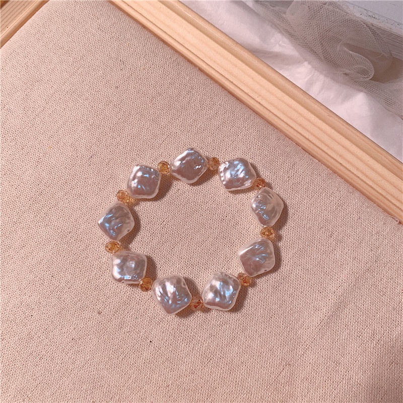 Korean Simple Crystal Bracelet Female Creative Irregular Pearl Bracelets Handmade Jewelry