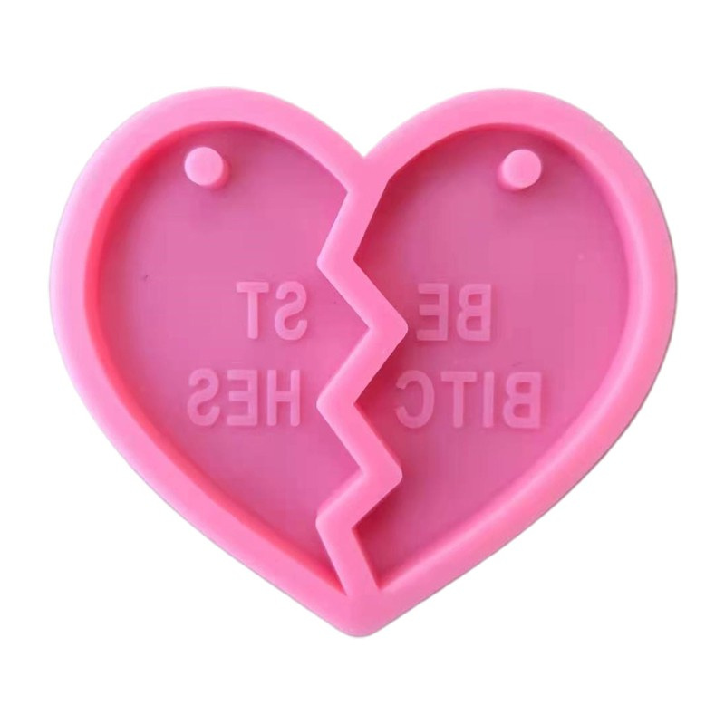 Glitter Love Heart Keychain Epoxy Resin Mold Jewelry Pendants Silicone Mould DIY Crafts Decorations Ornaments Casting Tools