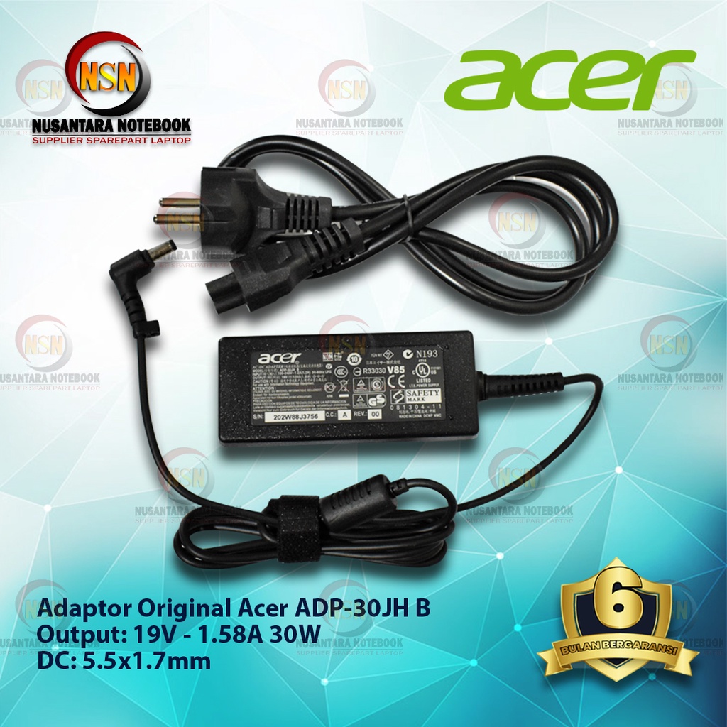 Adaptor Charger Original Acer 19V-1.58A DC 5.5x1.7mm For Laptop Acer