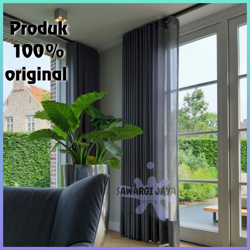 Vitrase Gorden blackout Abu tua polos puring Gorden Dalaman Gorden Import Lembut Kain vitrase