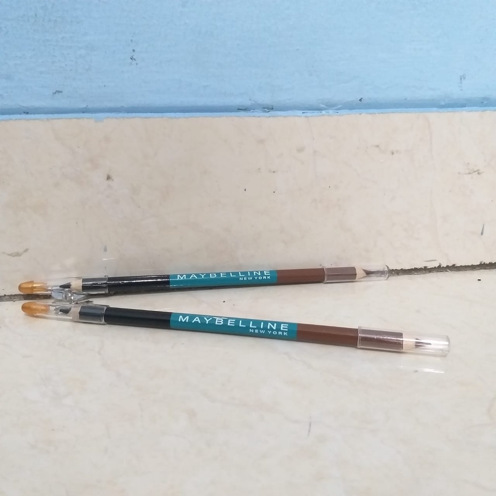 (SATUAN) PENSIL ALIS MAYBELLINE 2in1 / 1 PENSIL DAPAT 2 WARNA HITAM DAN COKLAT DAPAT SERUTAN JUGA