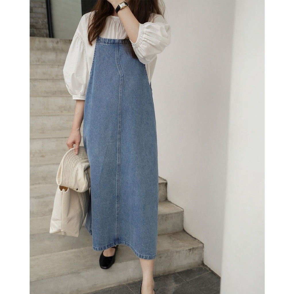 【wanita.id】overall jeans wanita jumpsuit wanita rok wanita korean skirt midi long skirt rok daily rok plus size fashion muslim