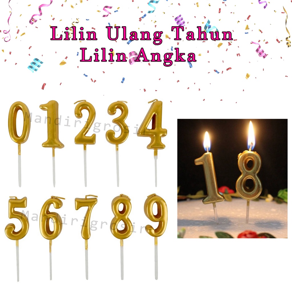 Lilin Ulang Tahun * Lilin Angka * Lilin * Warna Gold * Angka 0-9