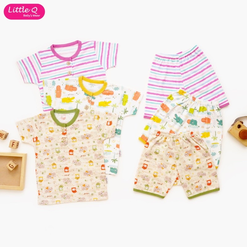 Baju Anak setelan piyama pendek bayi cewek cowok bahan premium Little Q